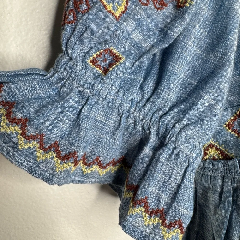 Free People Tallulah Embroidered Blouse crop y2k boho hippie festival western - Picture 9 of 12